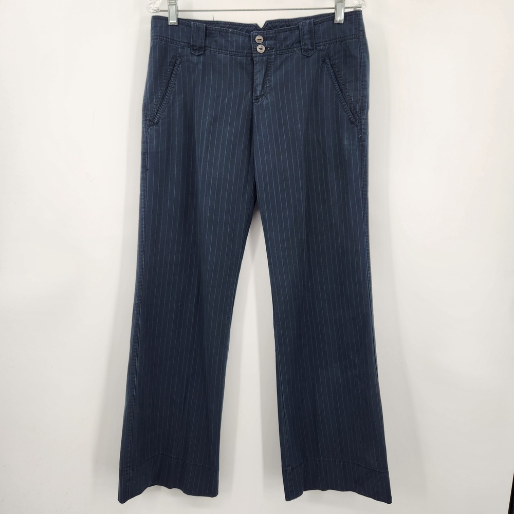 Vintage American Eagle Y2K Blue Pinstripe Straight Pants 6 Low Rise Academia